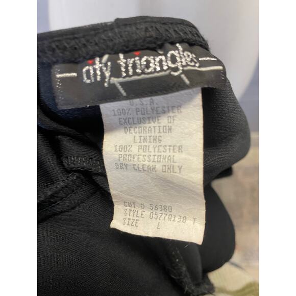 Vintage 90s Black Mesh Halter Dress Handkerchief Hem Sequined LG City Triangles - Picture 9 of 9